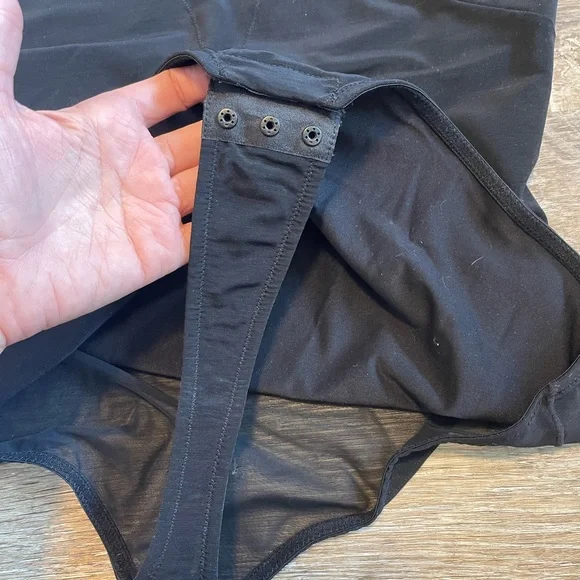 Popilush Black Sheer Shaping Bodysuit Black Size Large Shapewear Feminine Sexy - Picture 5 of 10